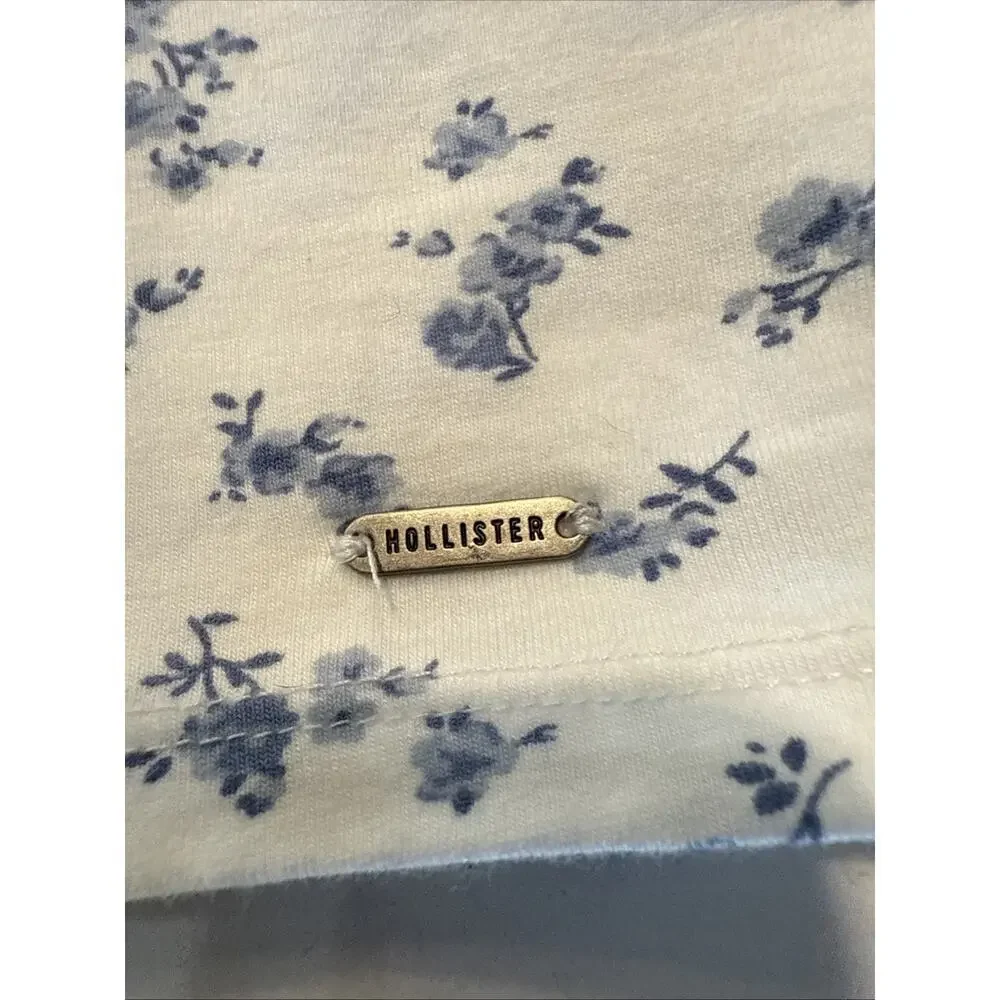 Hollister Co. Women's White and Blue Crop-top S - Picture 2 of 6